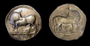 Statere incuso di Sibari con toro retrospiciente, Argento, 530 a.C.